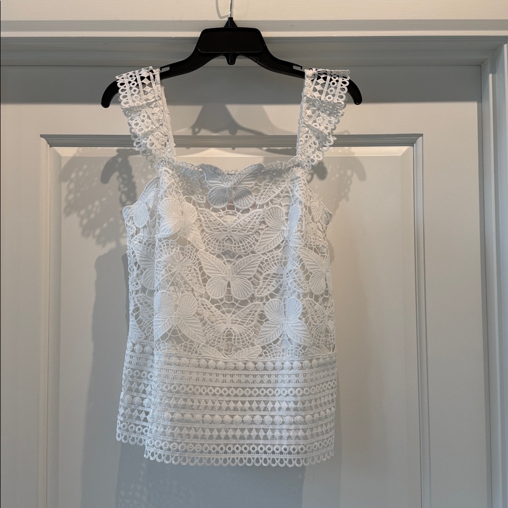Lilly Pulitzer Resort White Too Fly Lace Top - Nwt Size S